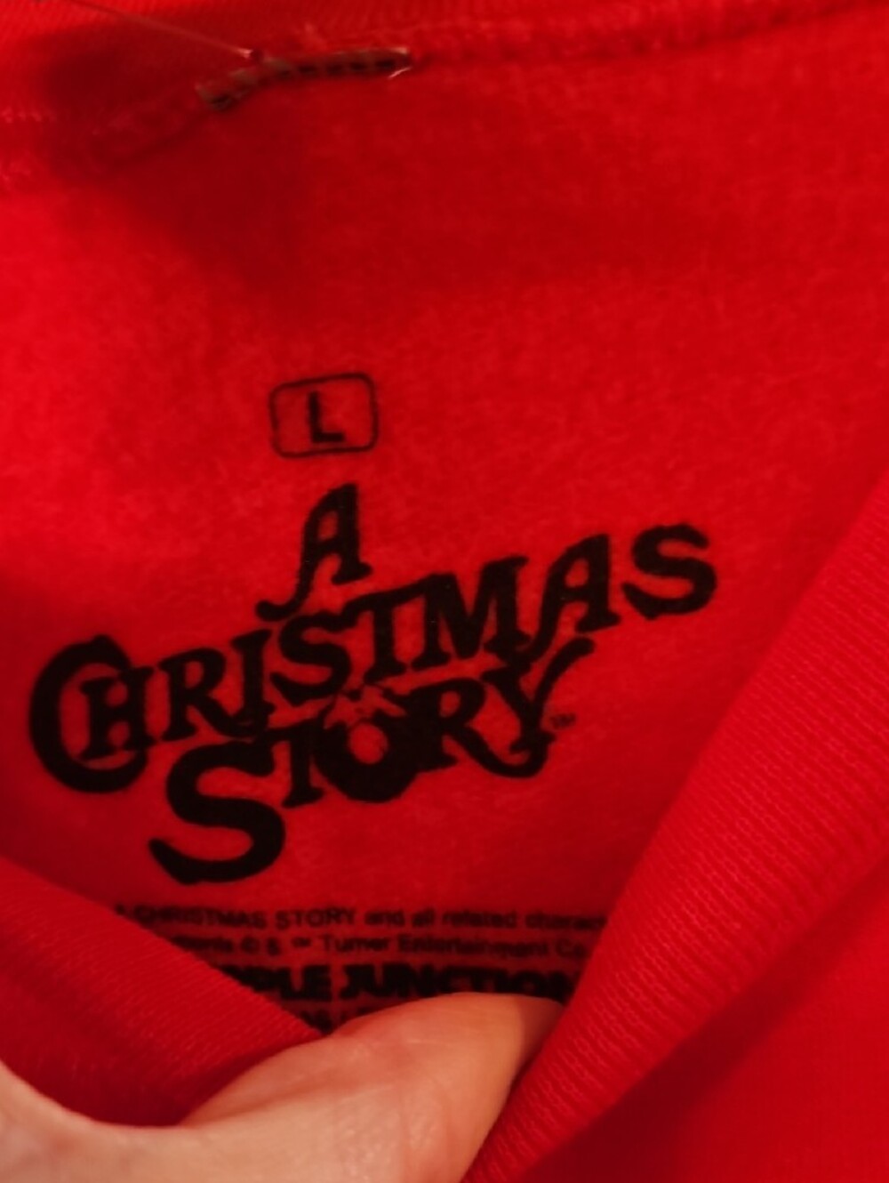 Holiday Novelty Red Graphic Sweatshirt - Fragile Lamp Leg Design - Picture 2 of 2